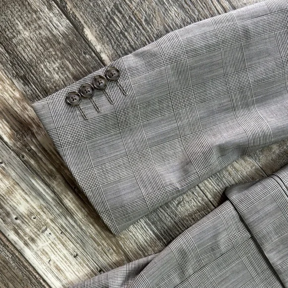 Stafford Gray Plaid Men Blazer , 44 Regular Classic Fit